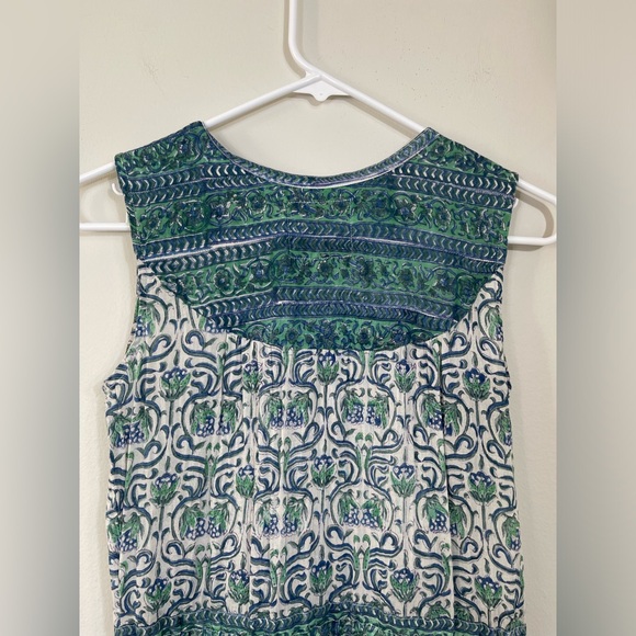 Bell Patricia Midi Dress Blue and Green Sleeveless Dress Silk Cotton Rainey S - Picture 9 of 12